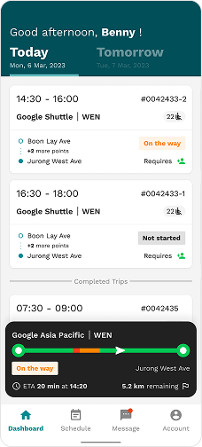 Driver Trip Listing
