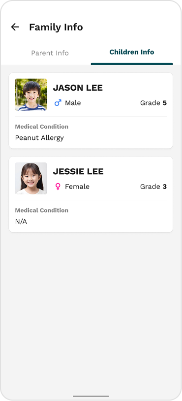 Parent Children Info